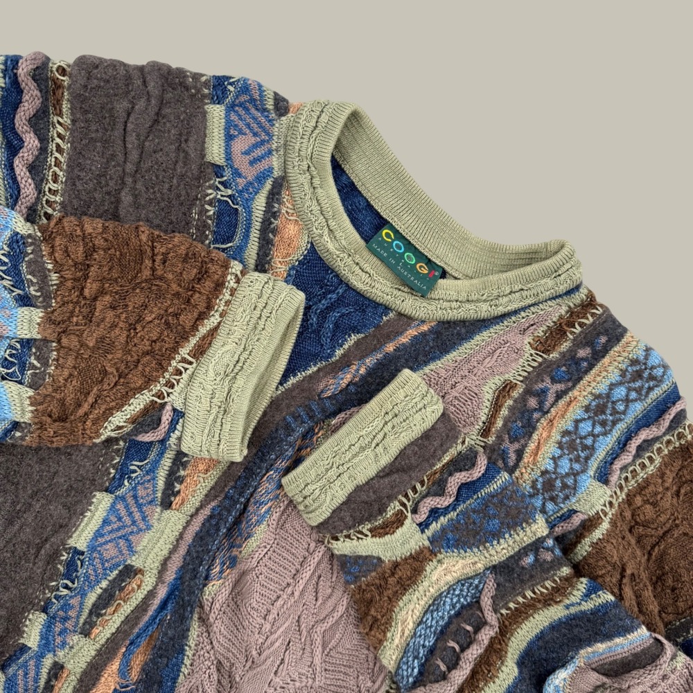Coogi Australia 3D Knit Sweater Mens Large Cotton Wool Linen Vintage 90s